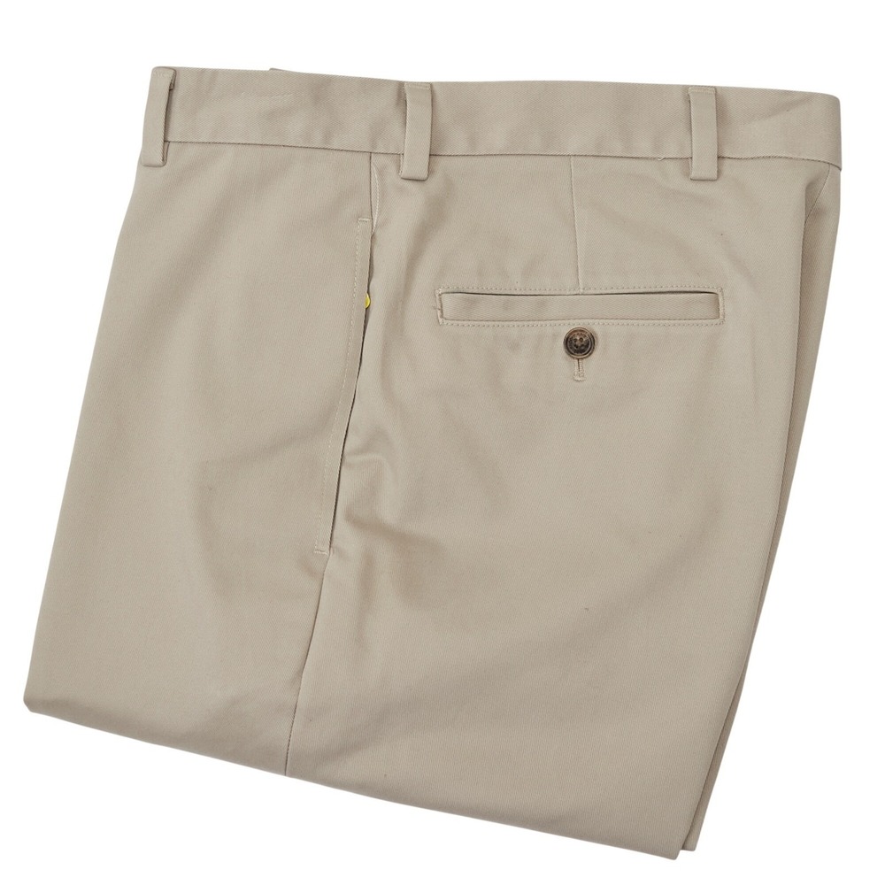 Brooks Brothers 346 Men's Khaki Pants Size W33 X L28 Flat Front, Cotton READ